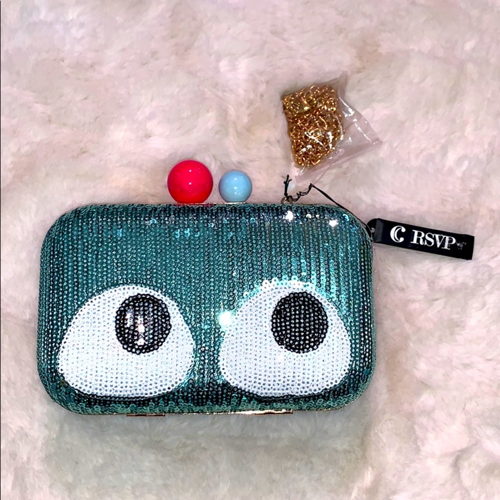 Charming Charlie RSVP Sequin Clutch with Eye Design NWT